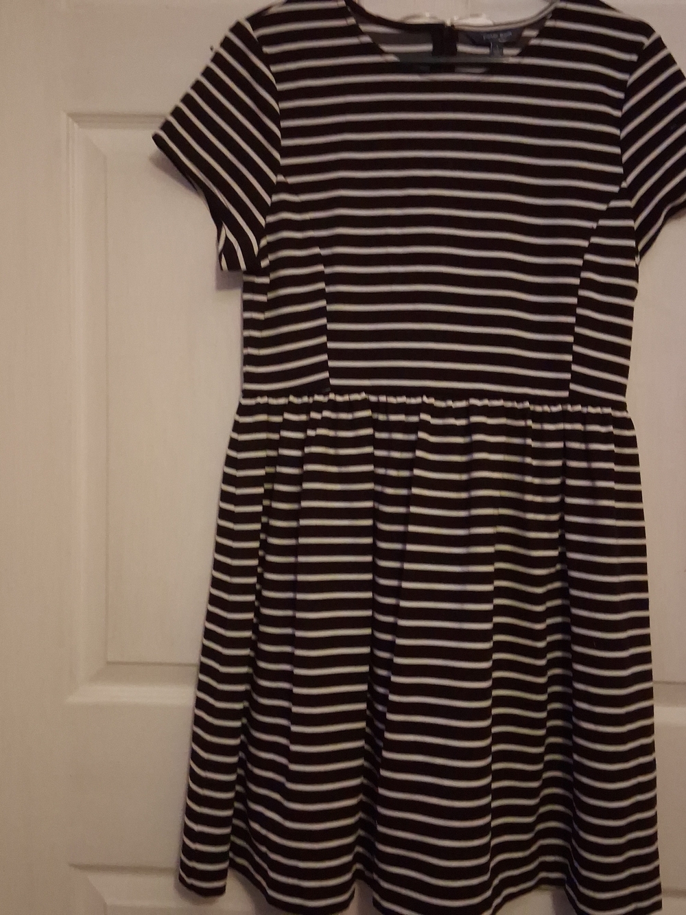 Peter Som Black and White Striped Short Sleeve Dress